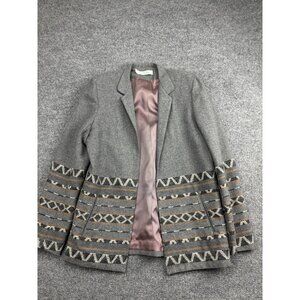 Prestige Of Boston Jacket‎ Womens 10 Gray Aztec Southwest Blazer Lined Wool